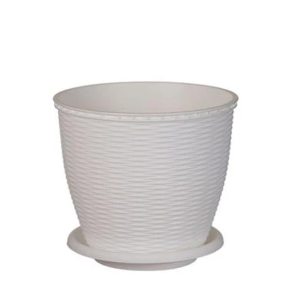 Cserép+alátét rattan 16L fehér