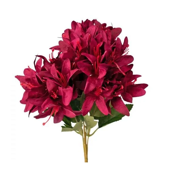 Selyemvirág csokor, 5 ágú, 29cm magas - Wine red   LD012-05