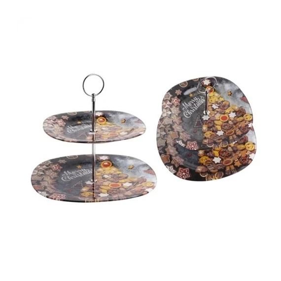 2 szintes üveg sütikínáló mézeskalács minta 20cm+25cm  466448