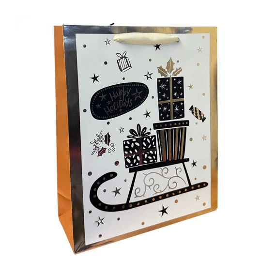 Dísztasak karácsonyi fekete-fehér-arany   HKS-8273