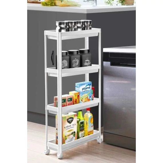 Gurulós polc fehér műanyag 4 polcos 190x540x1000mm SP-319 