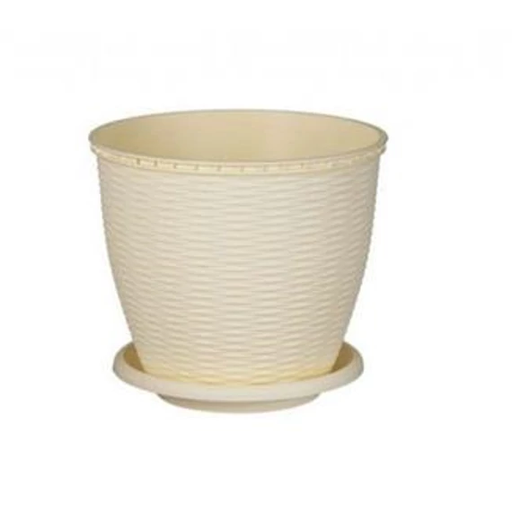 Cserép+alátét rattan 2,75L krém