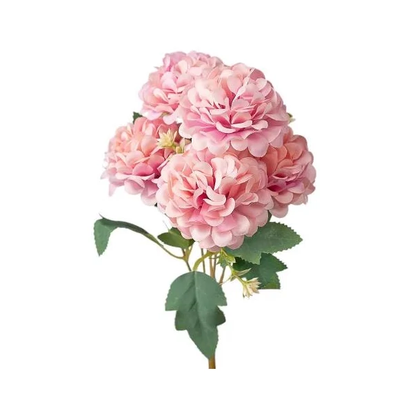 Selyemvirág csokor, 5 ágú, 29cm magas - Púder rózsaszín   LD007-03