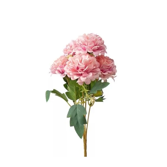 Selyemvirág csokor, 5 ágú, 29cm magas - Púder rózsaszín   LD007-03
