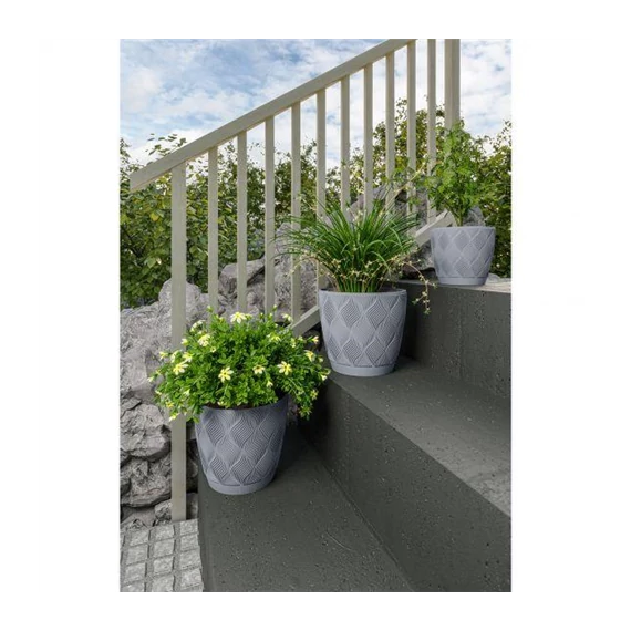 Virágcserép 13cm szürke flow petit  FP-5010-040