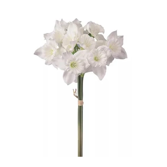 Nárcisz selyemvirág köteg, 41cm magas - Fehér  AF162-01