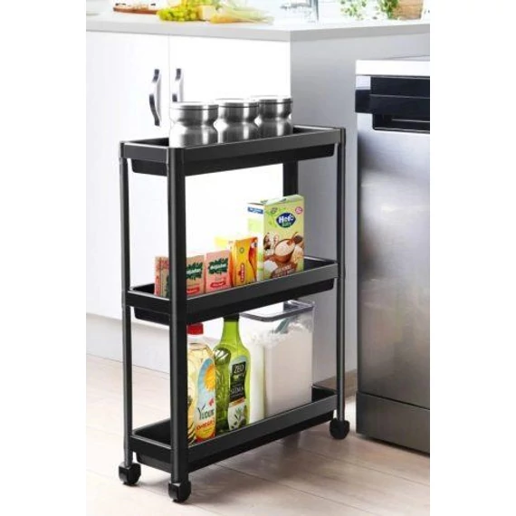 Gurulós polc fekete műanyag 3 polcos 190x540x710mm SP-315 