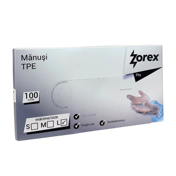 Kesztyű TPE 100db/cs L-es egyszer használatos  803657