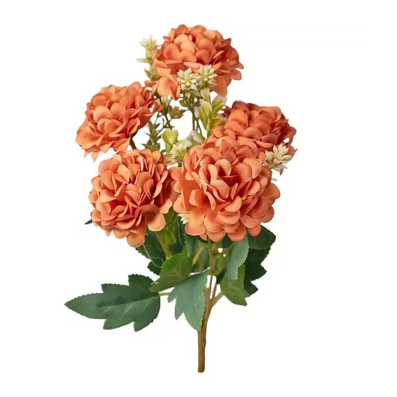 Selyemvirág csokor, 5 ágú, 29cm magas - Narancssárga   LD007-04