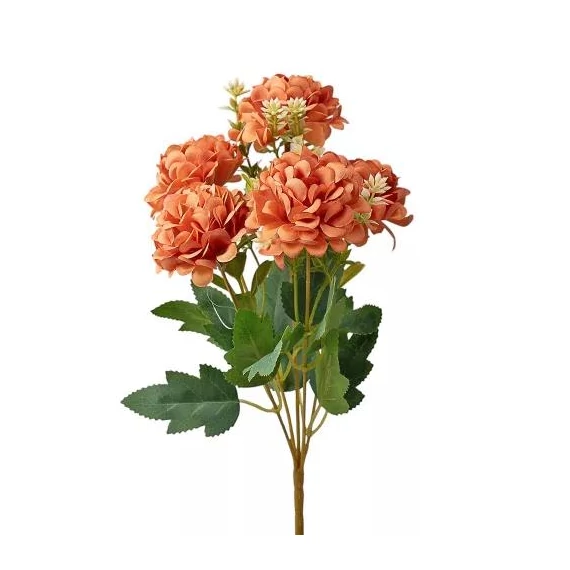 Selyemvirág csokor, 5 ágú, 29cm magas - Narancssárga   LD007-04