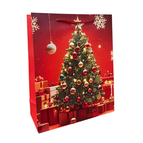 Papír ajándéktáska karácsonyi 26x10x32cm