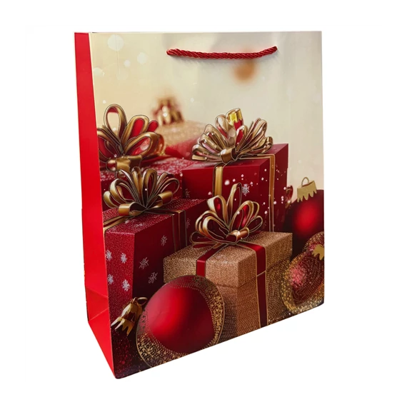 Papír ajándéktáska karácsonyi 26x10x32cm