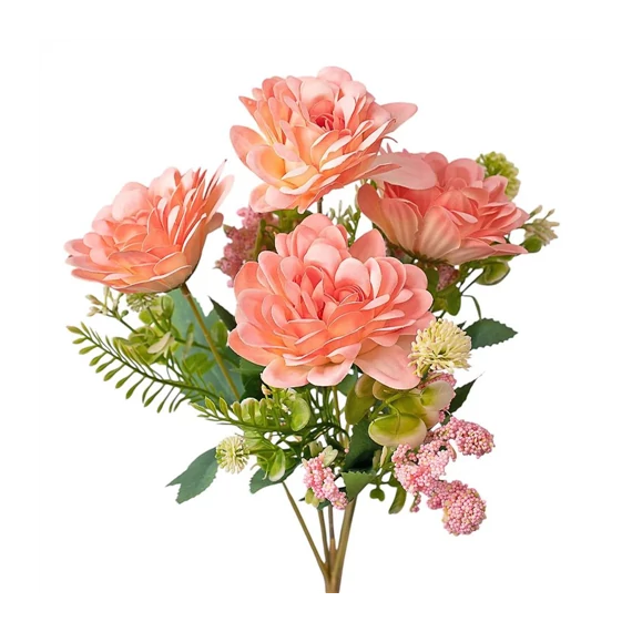 Dália selyemvirág csokor, 7 ágú, 36cm magas - Rózsaszín  LD003-03