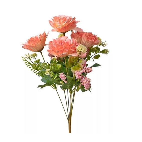 Dália selyemvirág csokor, 7 ágú, 36cm magas - Rózsaszín  LD003-03