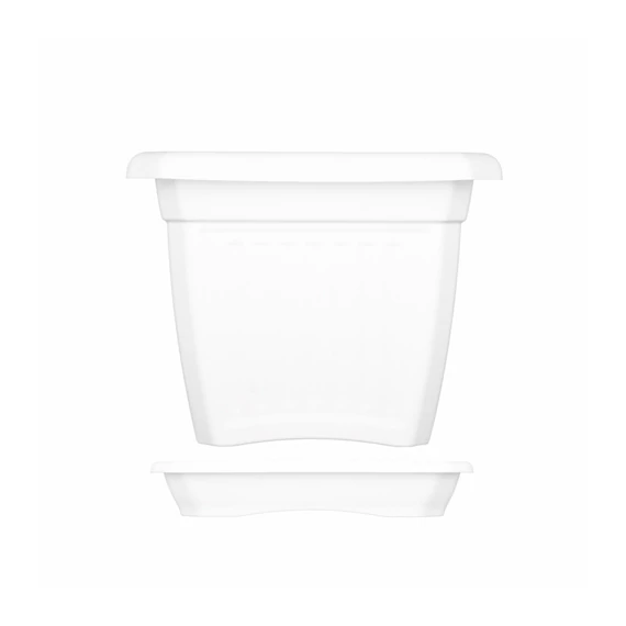 Szögletes cserép+alátét 30cm fehér