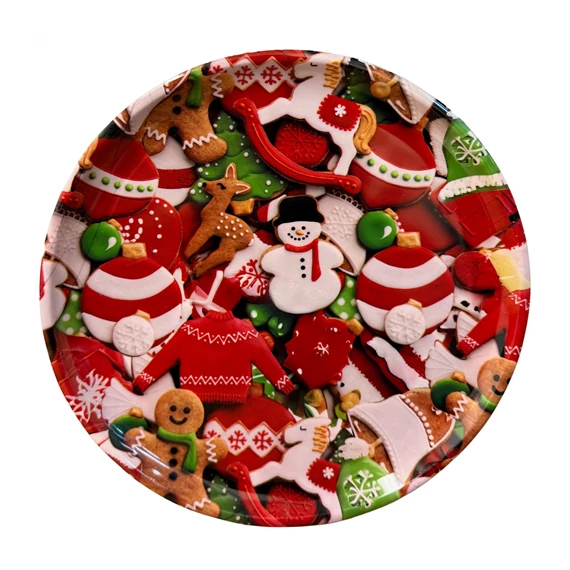 Karácsonyi műanyag tálca kerek