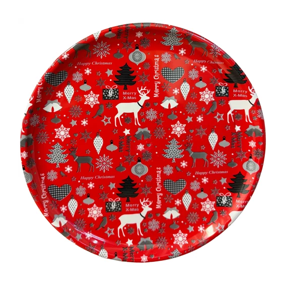 Karácsonyi műanyag tálca kerek