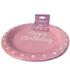 Tányér papír rózsaszín 18cm 8db-os birthday  CN50687